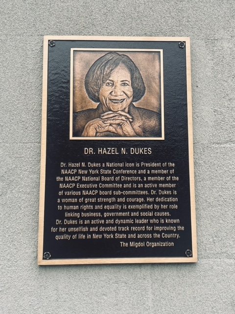 The Hazel Dukes plaque on 137th Street